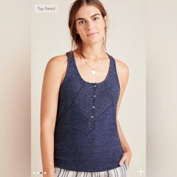 Anthropologie Saturday Sunday Lucie Soft Knit Ribbed Racerback Tank Top - Picture 1 of 3
